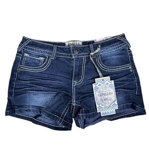 Apollo NYC‎ Jeans Blue Denim Shorts Women's Size 7/8 Sequins Western NWT